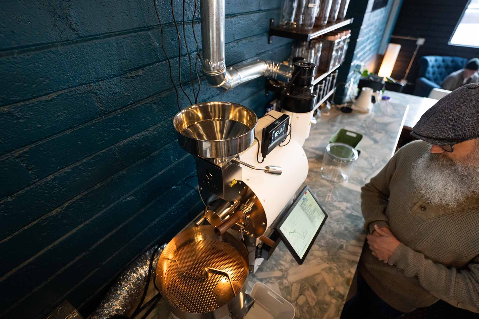 Roasting control station at Freedman’s Finest Coffee in Prescott AZ